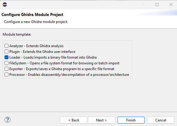 ghidra module loader selected snapshot